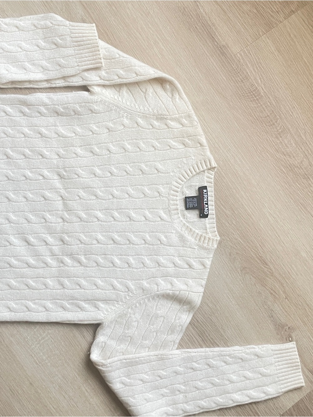 Kirkland Signature Ivory Cable Knit Crewneck Sweater